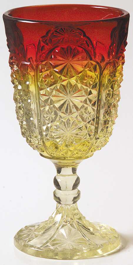 Daisy and Button Amberina Wine Glass by L G Wright Glass-1