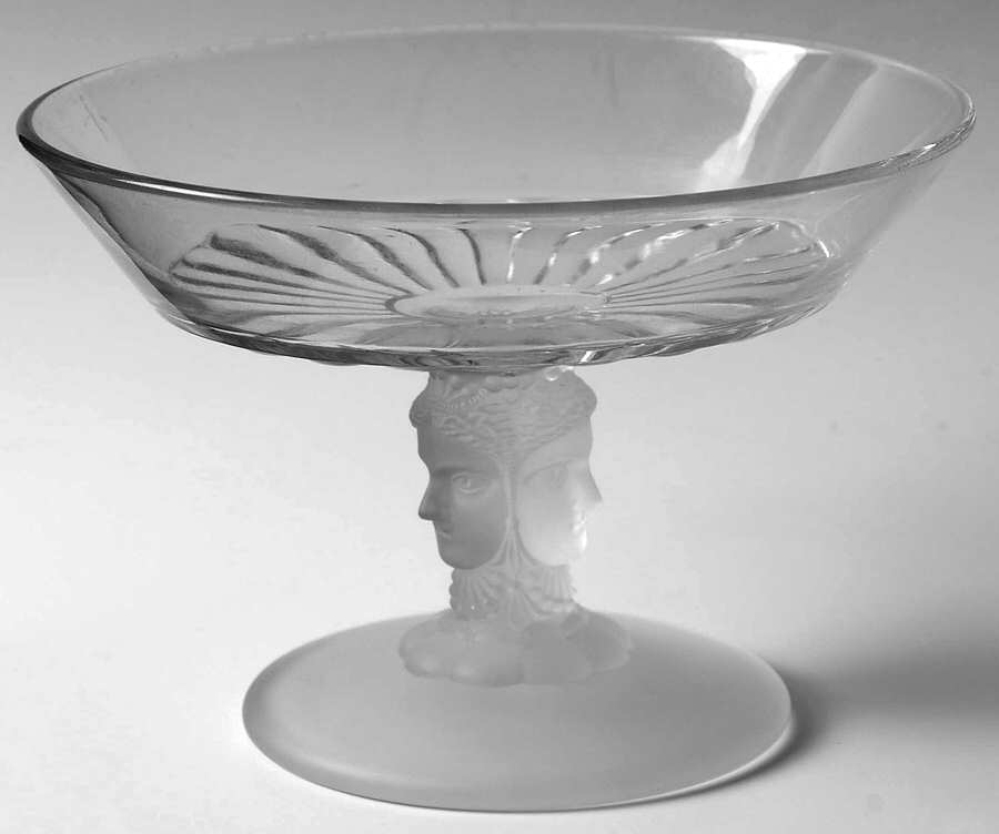 Three Faces Round Compote (Height X Width) by L G Wright Glass-1