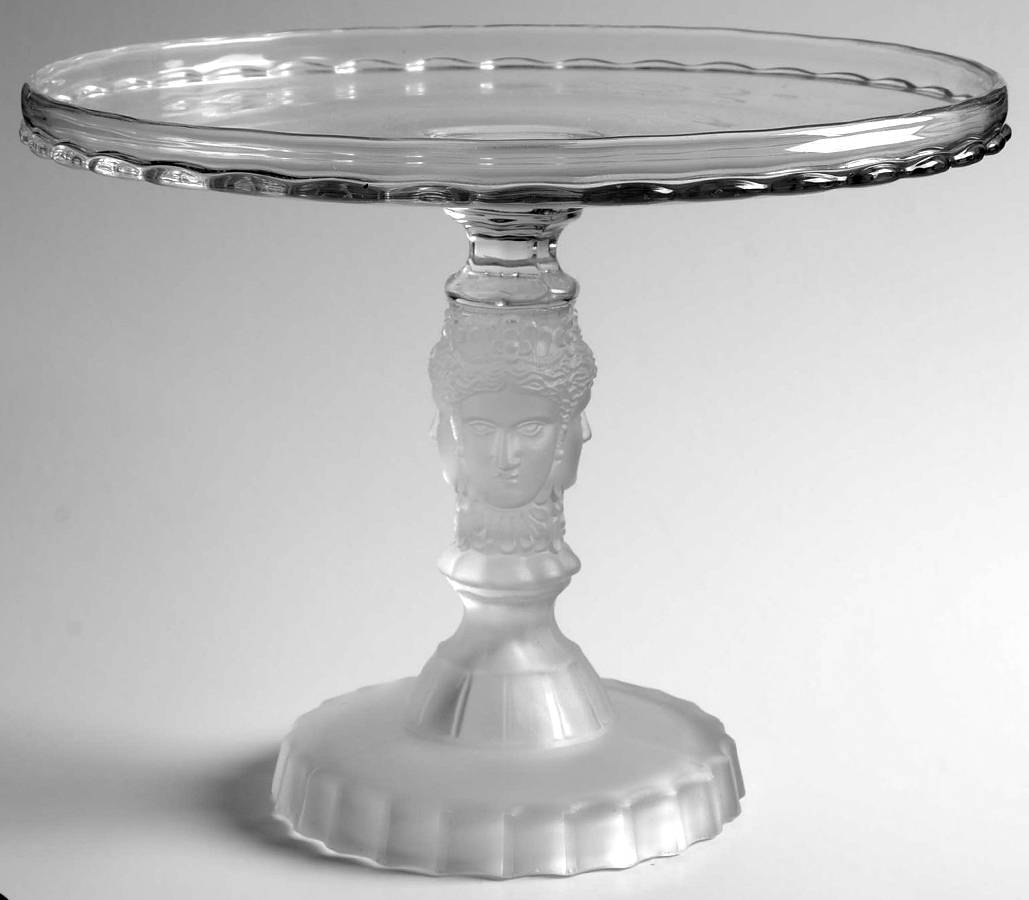 Three Faces 9" Diameter Pedestal Cake Stand by L G Wright Glass-1