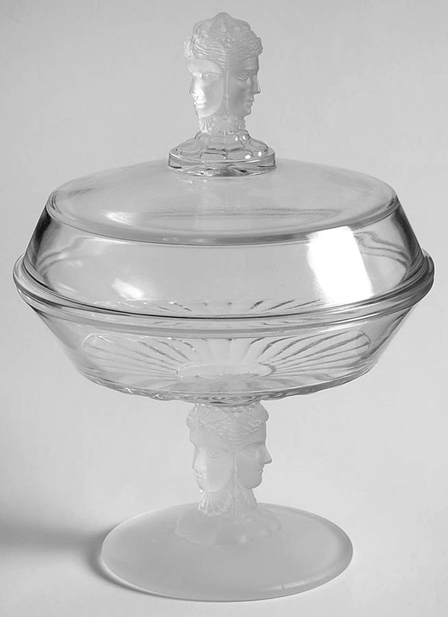 Three Faces 8" Open Compote by L G Wright Glass-1