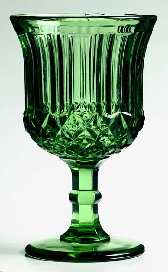 Sawtooth Green Water Goblet by L G Wright Glass-1