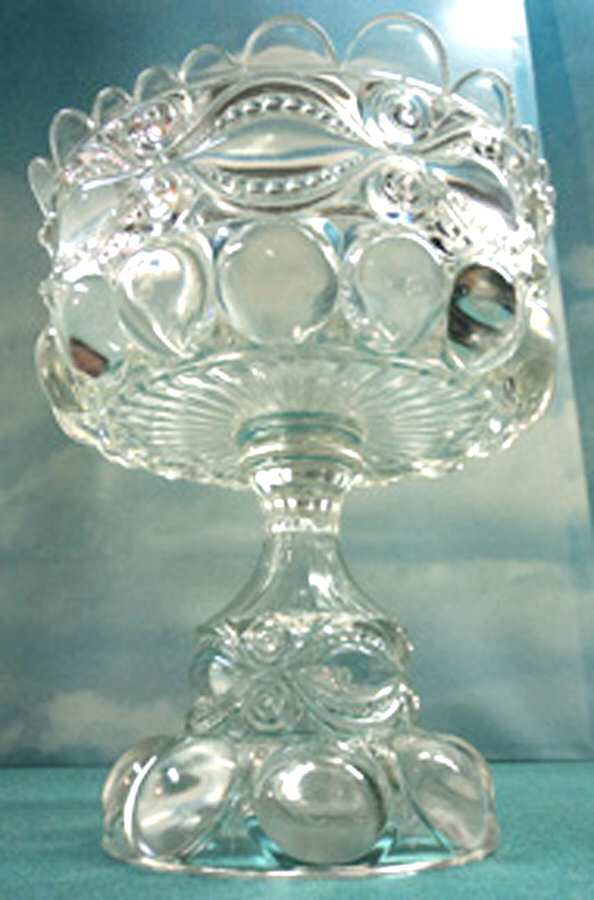 Eyewinker Clear 7" Compote No Lid by L G Wright Glass-1