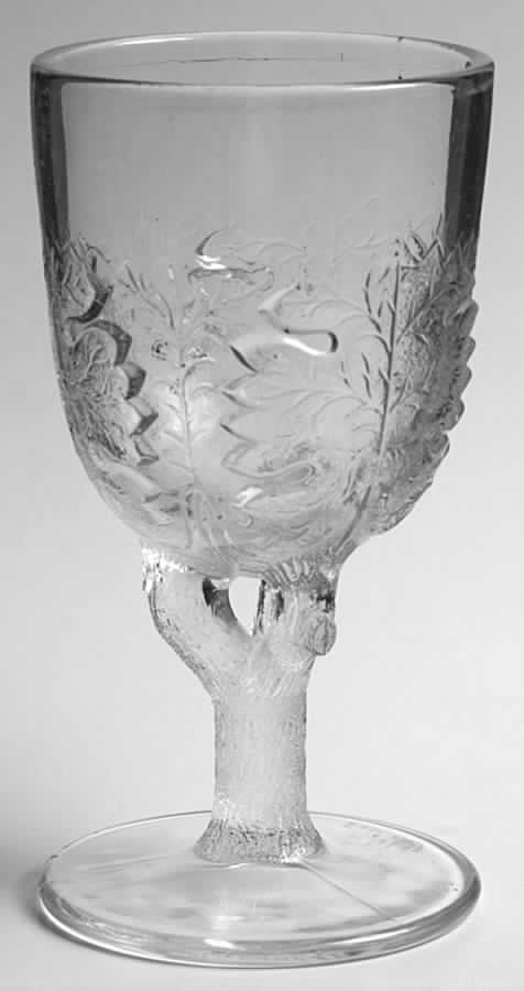 Maple Leaf Clear Water Goblet by L G Wright Glass-1
