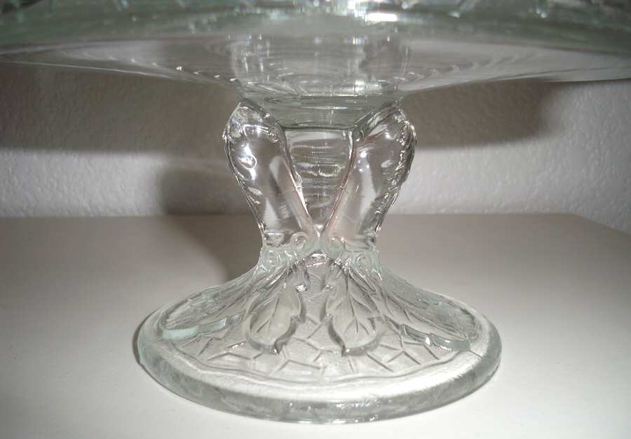 Maple Leaf Clear Round Cake Stand by L G Wright Glass-1