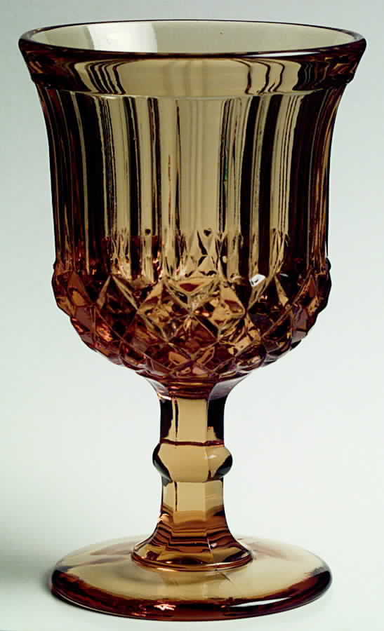 Sawtooth Amber Water Goblet by L G Wright Glass-1
