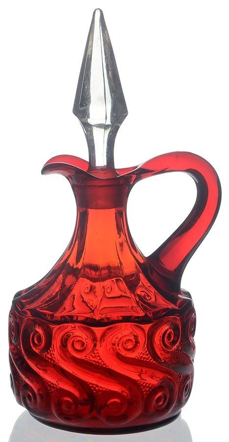 S Ruby Cruet & Stopper by L G Wright Glass-1