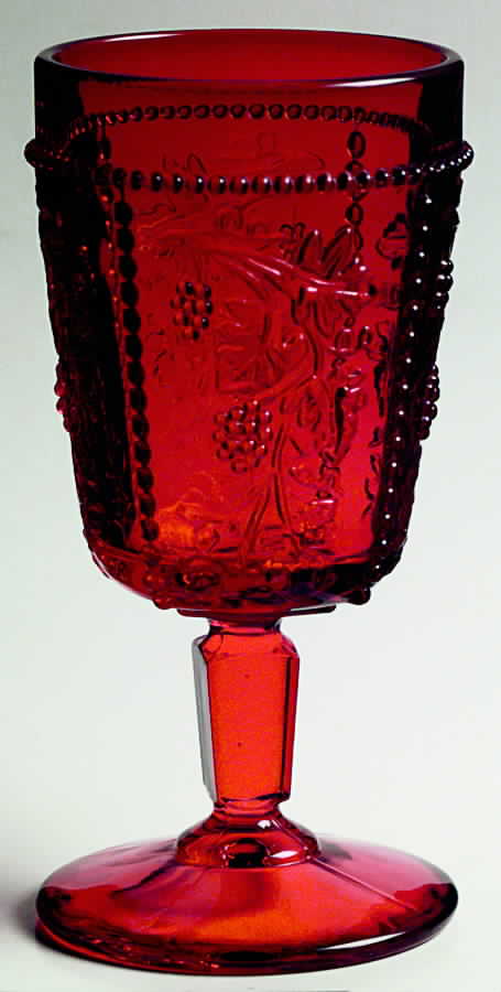 Beaded Grape Ruby Water Goblet by L G Wright Glass-1