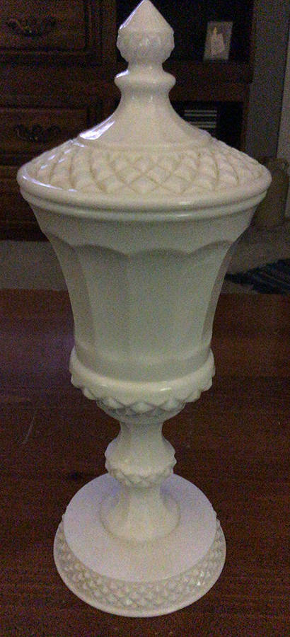 Waterford Milk Glass Footed Urn & Lid by Westmoreland-1