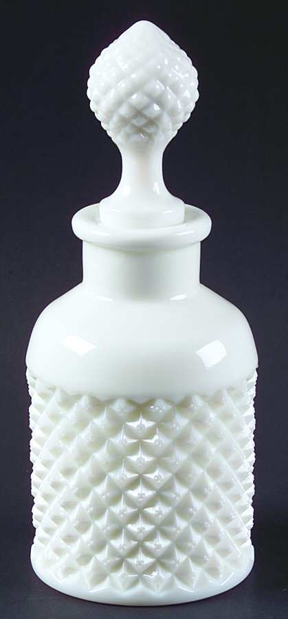 English Hobnail Milk Glass (Round or Hex Base) Round Perfume Bottle & Stopper by Westmoreland-1