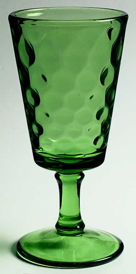 Diamond Quilted Green Water Goblet by L G Wright Glass-1