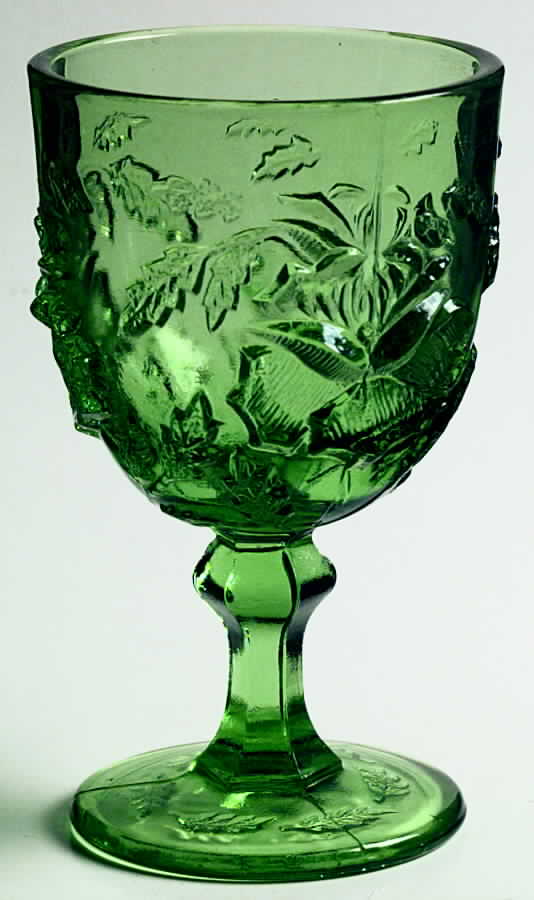 Wild Rose Green Wine Glass by L G Wright Glass-1