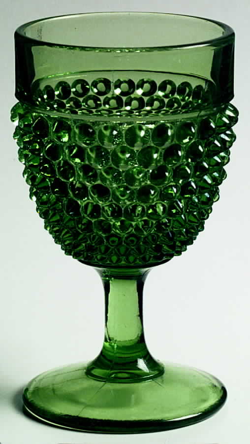 Hobnail Green Water Goblet by L G Wright Glass-1