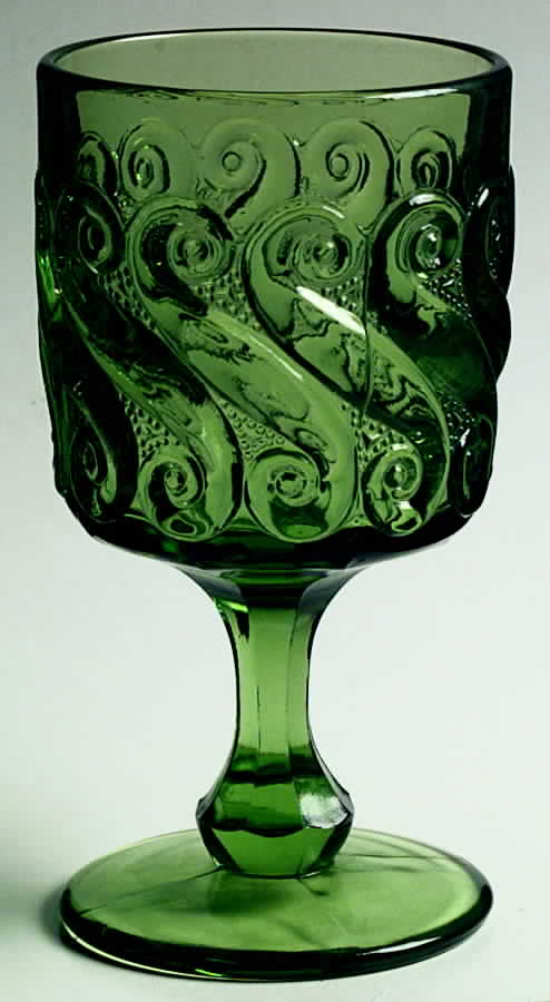 S Green Water Goblet by L G Wright Glass-1