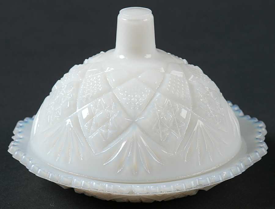 Thumbelina Milk Glass Child's Round Butter & Lid by Westmoreland-1