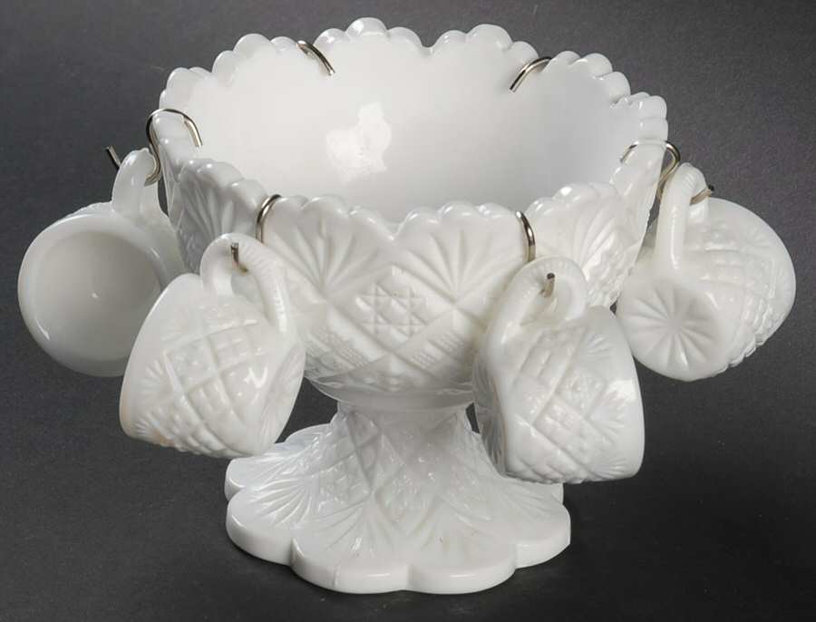 Thumbelina Milk Glass Child's Punch Set (Bowl, 6 Cups) by Westmoreland-1