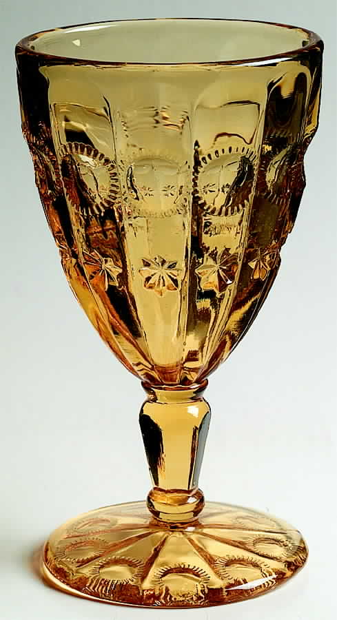 Priscilla Amber Water Goblet by L G Wright Glass-1