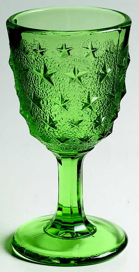 Stippled Star Green Wine Glass by L G Wright Glass-1