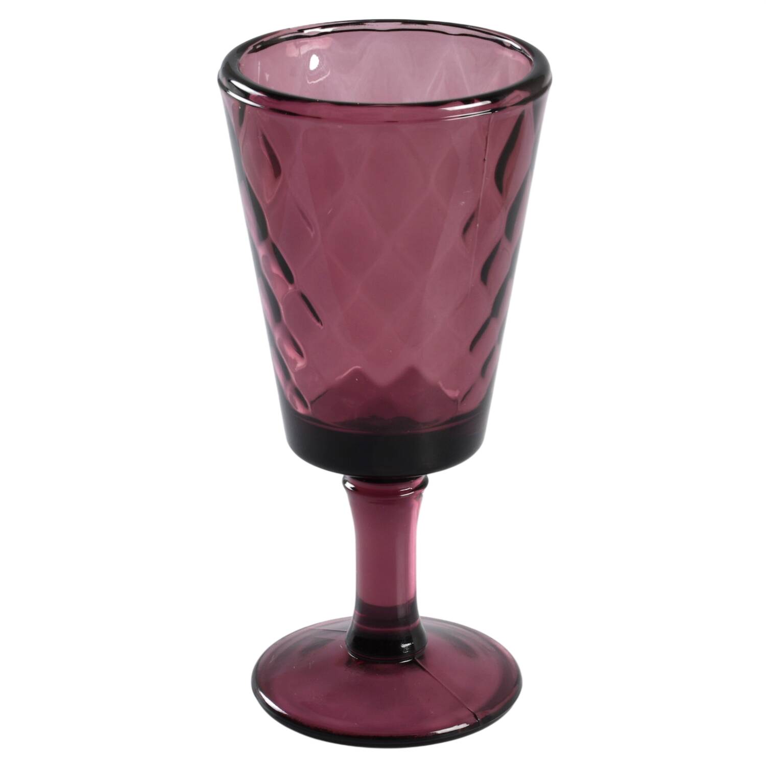 Diamond Quilted Amethyst Wine Glass by L G Wright Glass-1