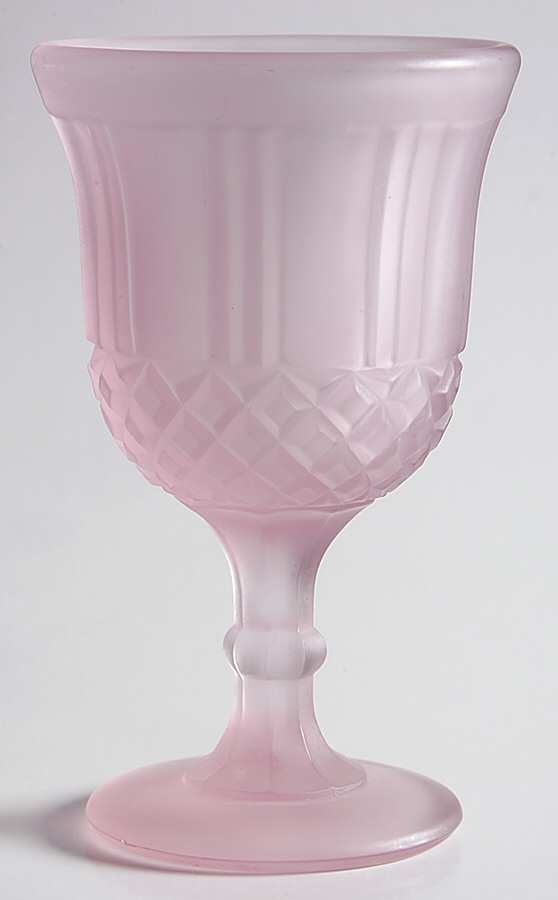 Sawtooth Pink (Frosted) Wine Glass by L G Wright Glass-1