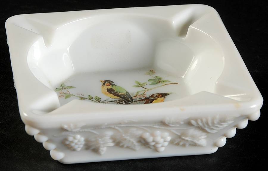 Paneled Grape Bird Series Small Square Ashtray by Westmoreland-1