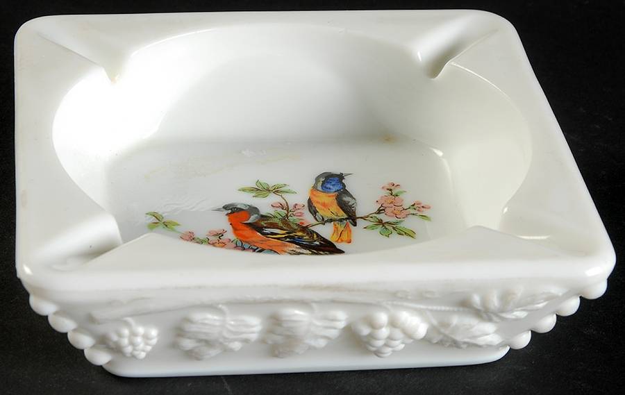 Paneled Grape Bird Series Medium Square Ashtray by Westmoreland-1