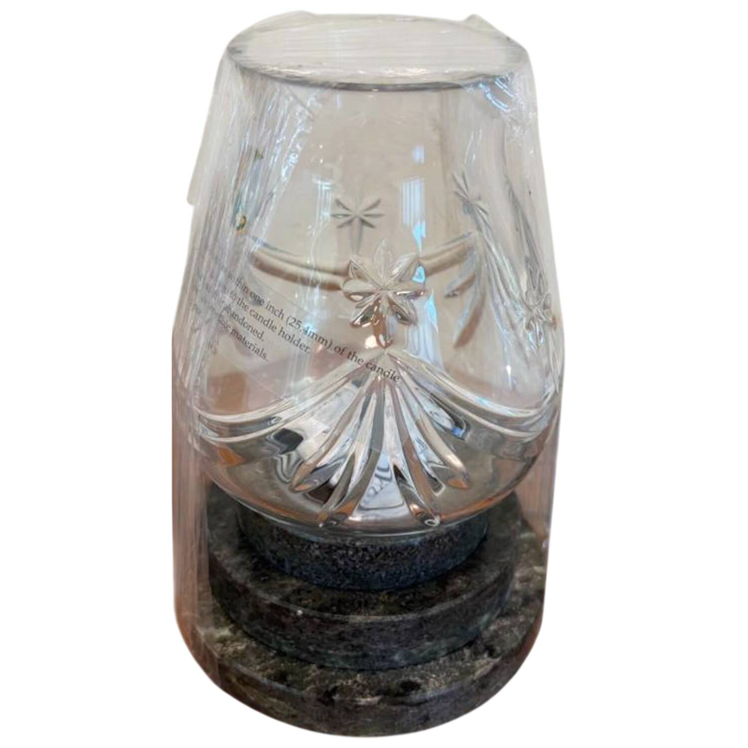 Happy Holidays Hurricane Lamp & Marble Base by Waterford Crystal-1