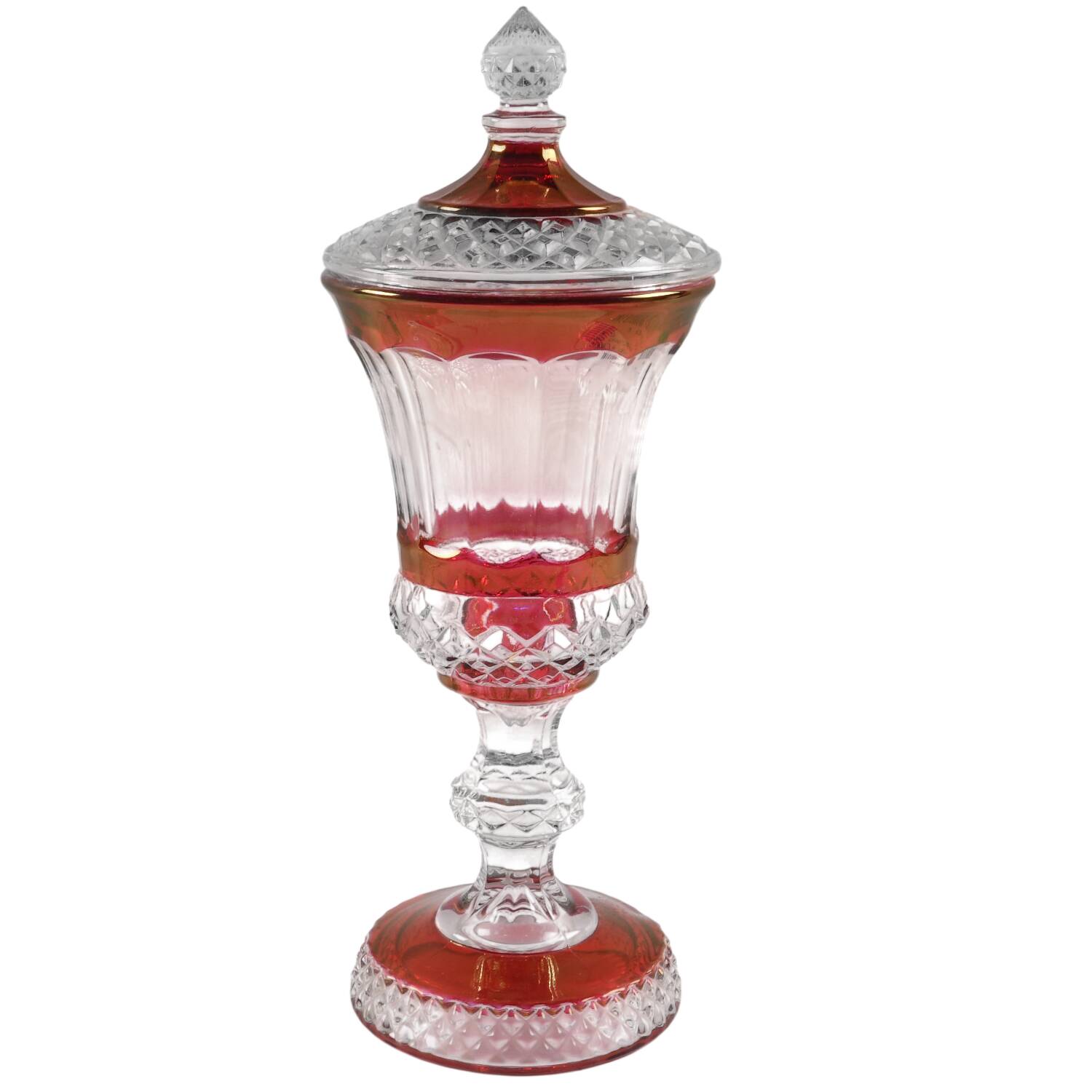 1943 Ruby Flash Footed Urn & Lid by Westmoreland-1
