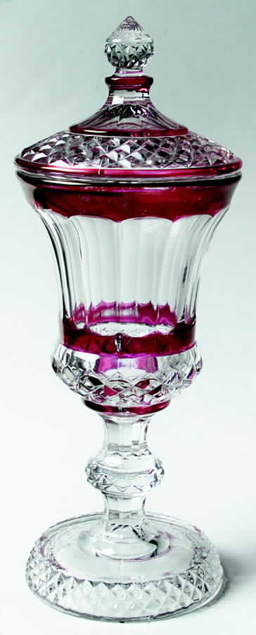 1943 Ruby Flash Footed Urn W/Lid by Westmoreland-1