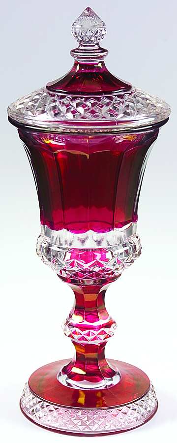 1943 Ruby Flash Footed Urn & Lid by Westmoreland-1