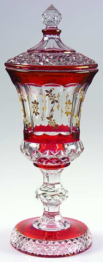 1943 Ruby Flash Footed Urn & Lid by Westmoreland-1
