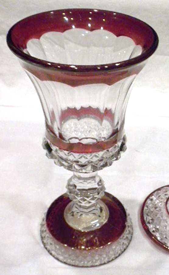 1943 Ruby Flash Footed Urn No Lid by Westmoreland-1