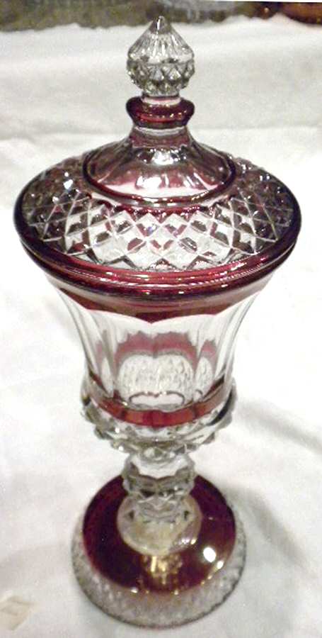 1943 Ruby Flash Footed Urn & Lid by Westmoreland-1