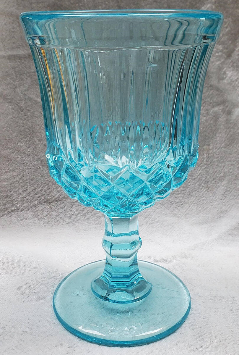 Sawtooth Blue Water Goblet by L G Wright Glass-1