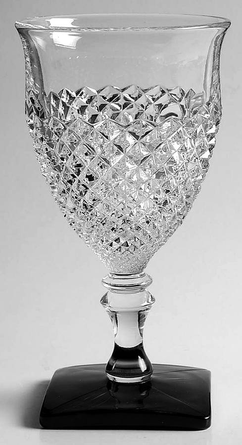 English Hobnail Black (Square Base) Water Goblet by Westmoreland-1