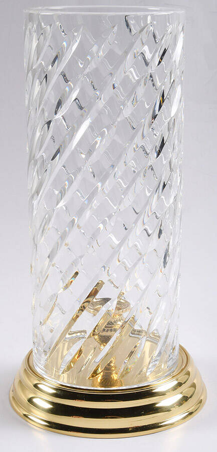 Crystal and Brass Collection Wyndham Brass Base Hurricane Lamp by Waterford Crystal-1