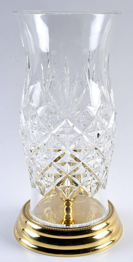 Crystal and Brass Collection Hospitality Brass Base Hurricane Lamp by Waterford Crystal-1