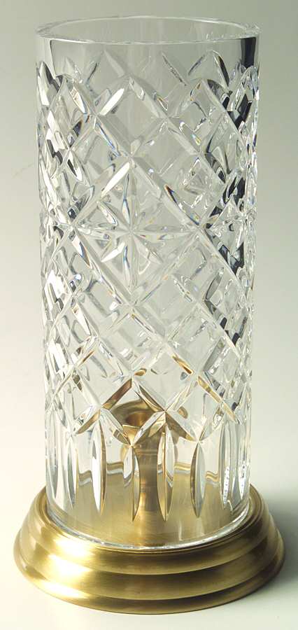 Crystal and Brass Collection Wyndham Hurricane Lamp with Brass Base by Waterford Crystal-1