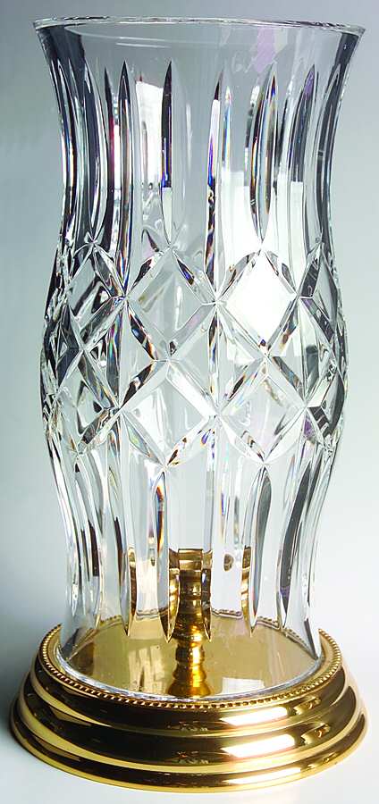 Crystal and Brass Collection Prescott Brass Base Hurricane Lamp by Waterford Crystal-1