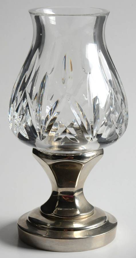Crystal and Brass Collection Belmont Platinum Base Hurricane Lamp by Waterford Crystal-1