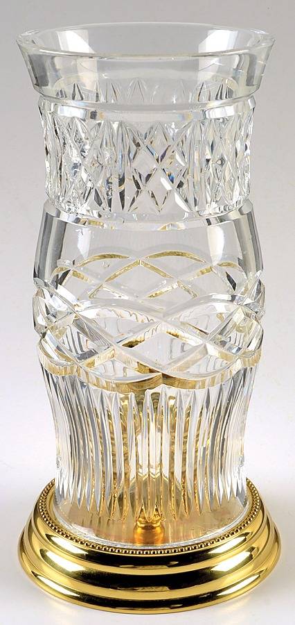 Crystal and Brass Collection Pompei Brass Base Hurricane Lamp by Waterford Crystal-1