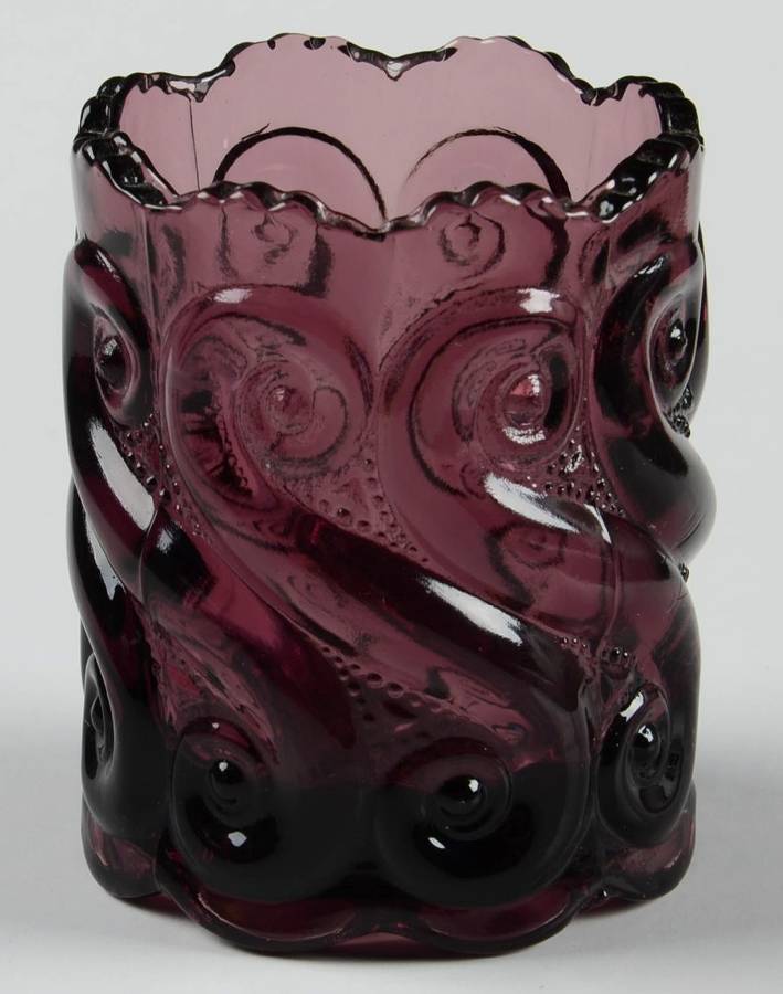 S Amethyst Toothpick Holder by L G Wright Glass-1