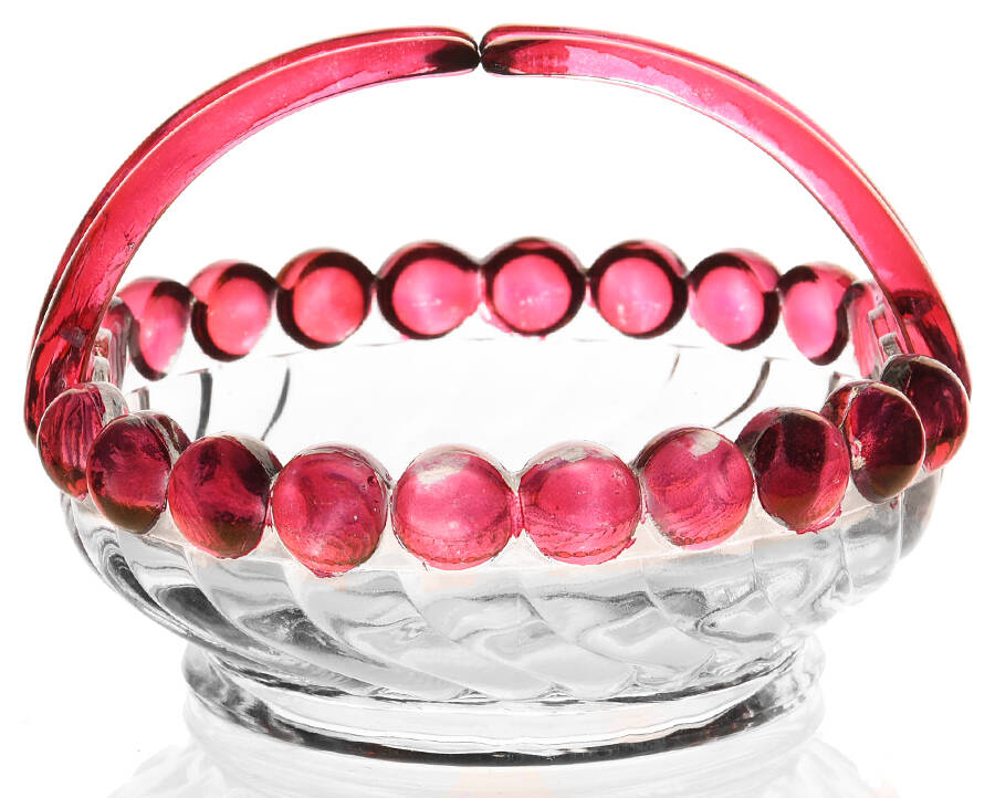 Swirl and Ball Ruby Flash Small Basket by Westmoreland-1