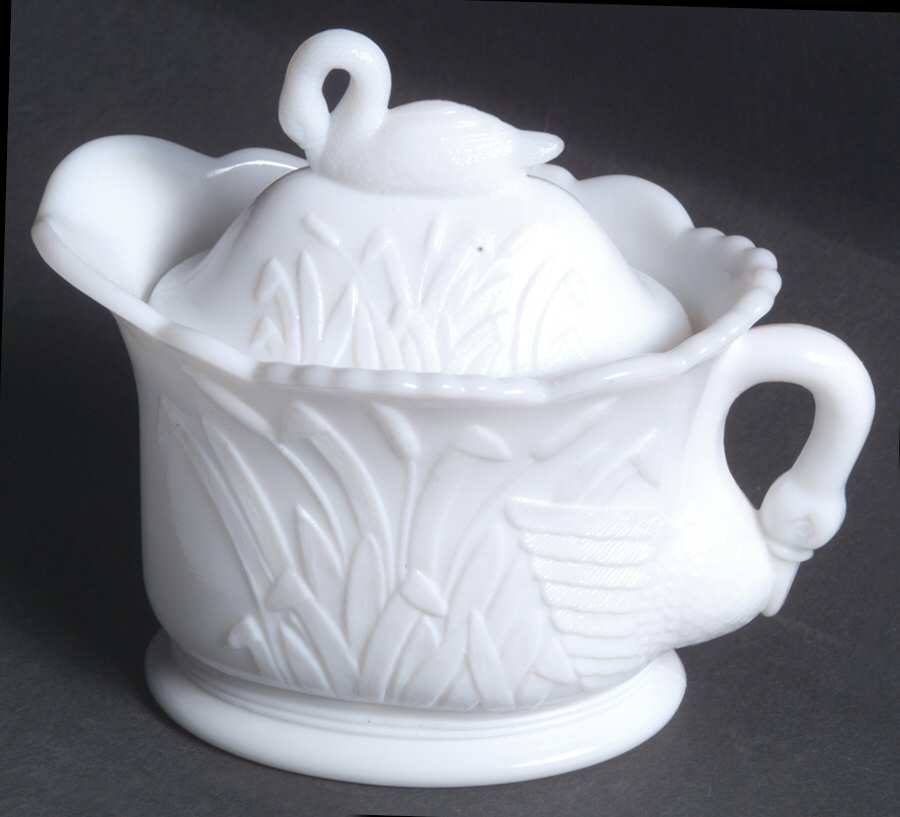Swan Milk Glass Creamer by Westmoreland-1