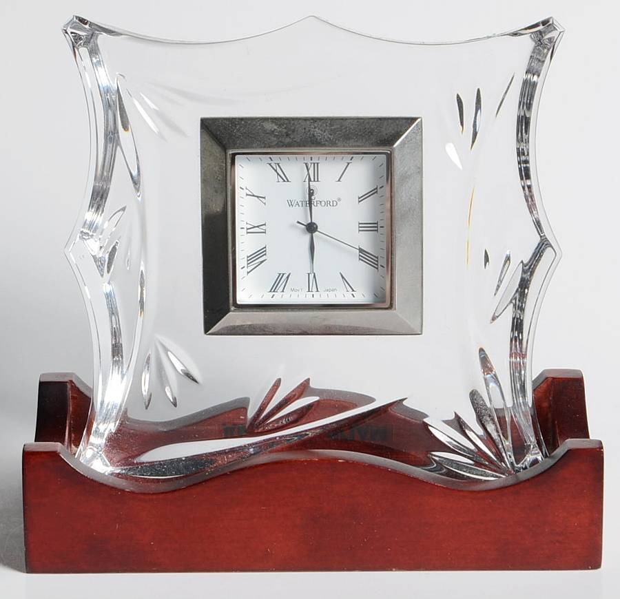 Bamboo Collection Clock-Quartz/Mini W/Wood Base by Waterford Crystal-1