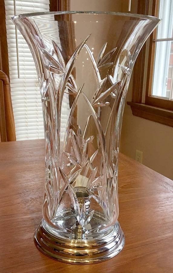 Bamboo Collection Hurricane Lamp & Brass Base by Waterford Crystal-1