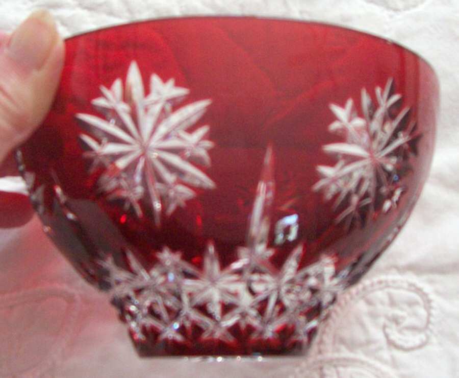 Snow Crystals Red 8" Round Bowl by Waterford Crystal-1