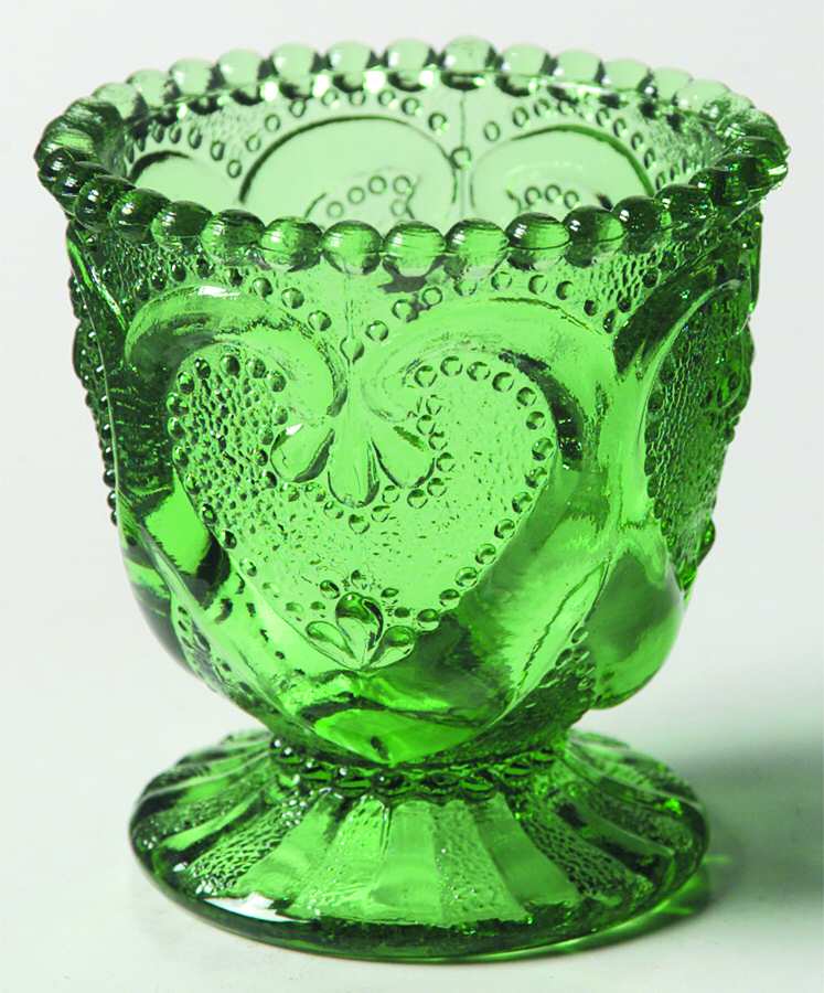 Sweetheart Green Toothpick Holder by L G Wright Glass-1