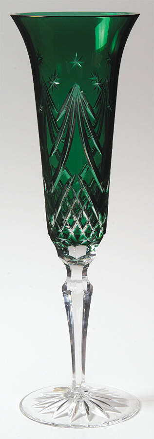 Merry Christmas Emerald Green Fluted Champagne by Waterford Crystal-1