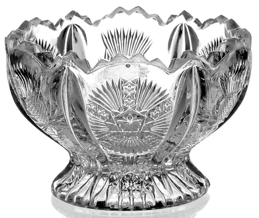 Paneled Thistle Nut Dish by L G Wright Glass-1