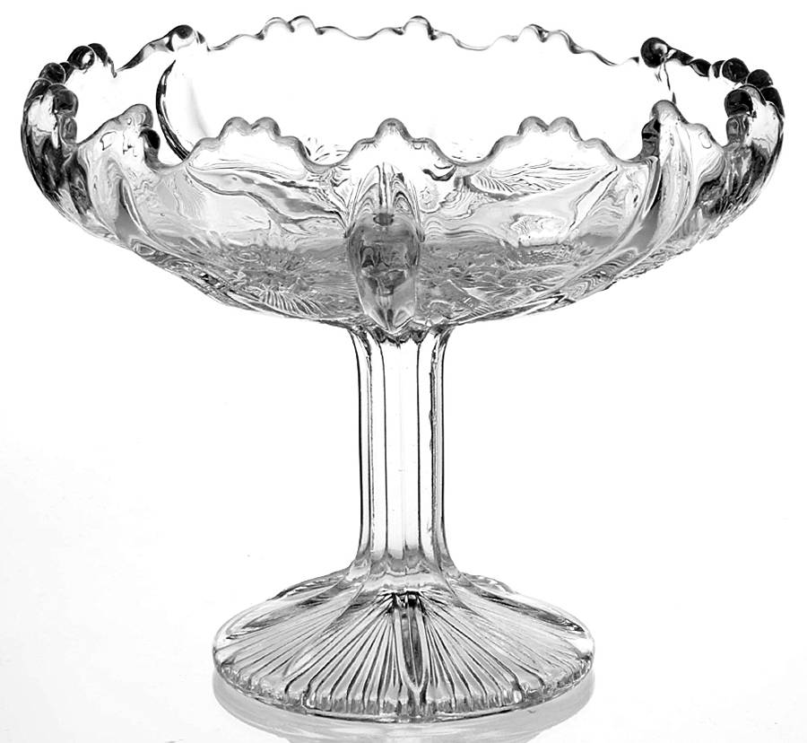 Paneled Thistle Cupped and Crimped Compote by L G Wright Glass-1